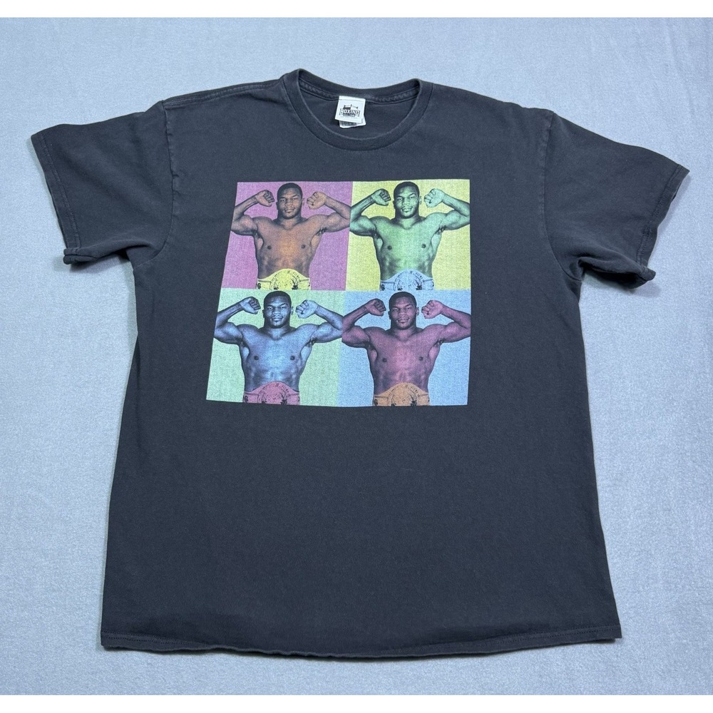 Mike Tyson Boxing Hall of Fame Pop Art Graphic T Shirt Mens Large Black